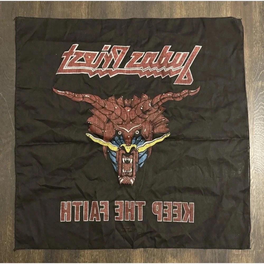 Vintage 1980s Judas Priest Keep‎ The Faith 1984 Bandana Promo Rock Concert Metal